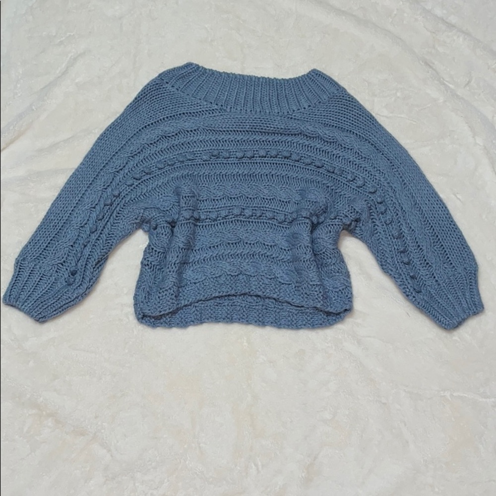 Fashion Nova Baby Blue Off The Shoulder Knit Top